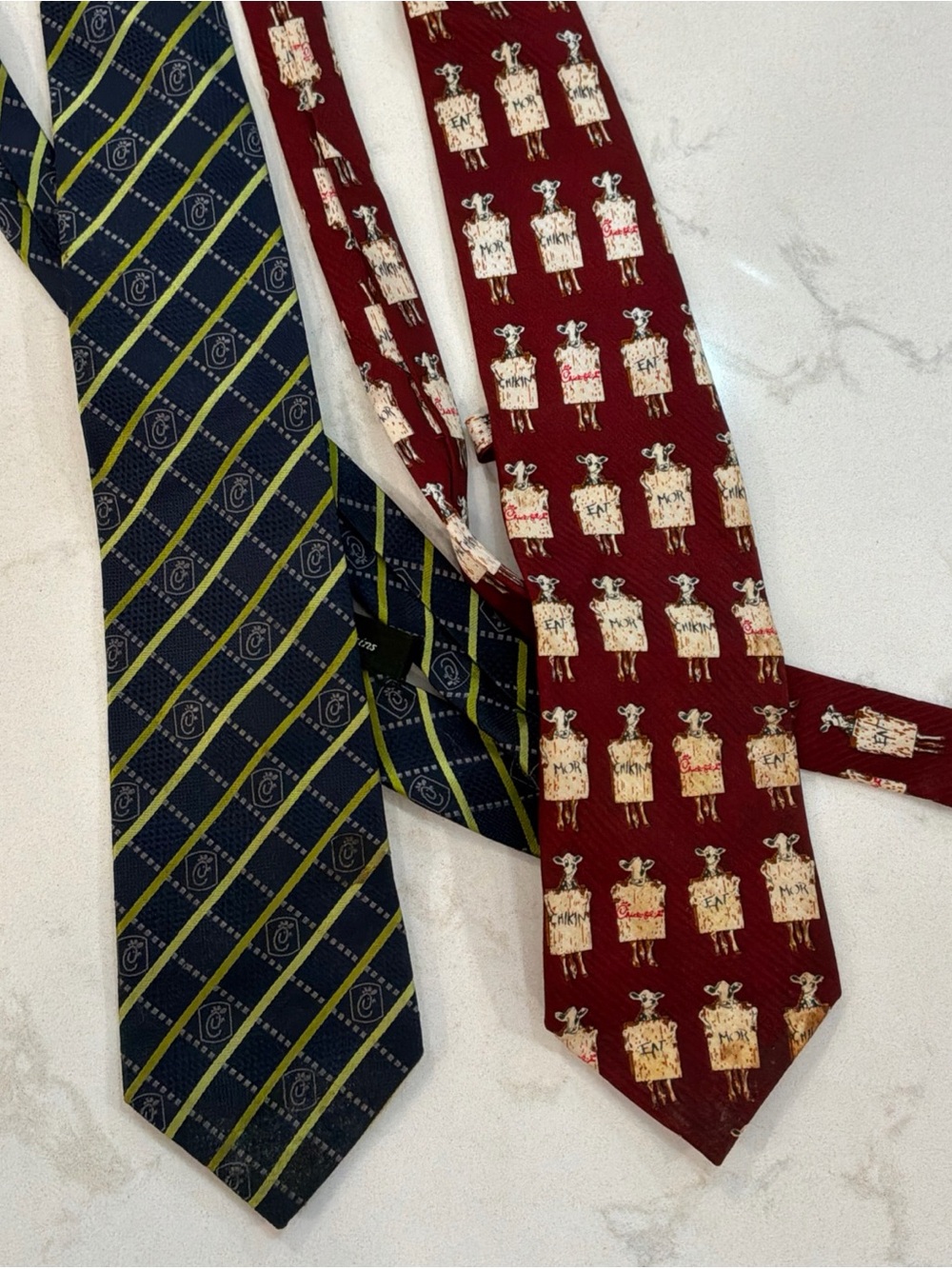 Lot of 2 Silk Chick Fil A Ties Burgundy and Blue
